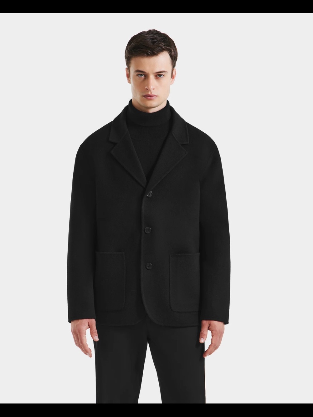 RUDSAK Men's Black Three-Button Pea Coat